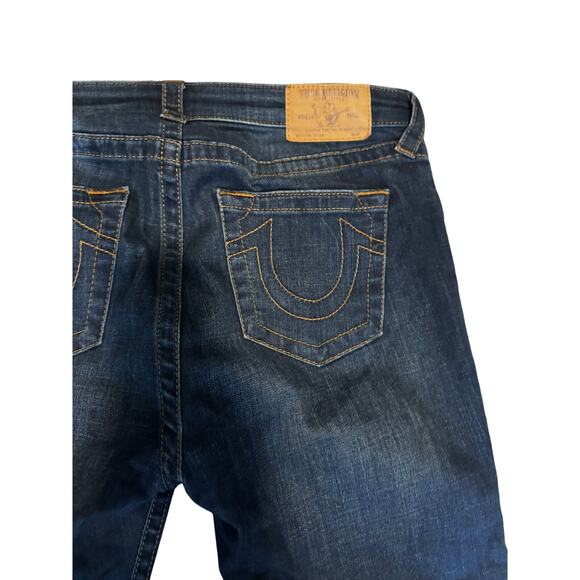 True Religion Jennie Curvy Skinny Jeans Sequin Distressed Dark Wash Size 32 W - Picture 3 of 6